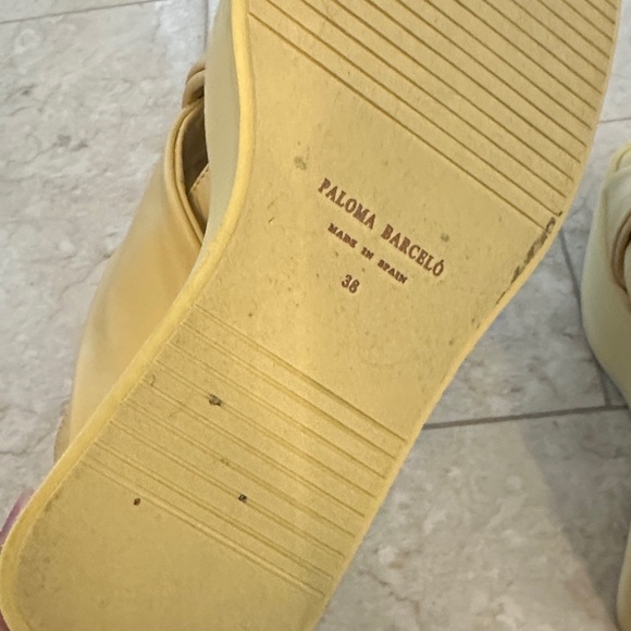 Paloma Barcelo Lemon Yellow Leather Platform Wedge Slingbacks - Picture 7 of 9